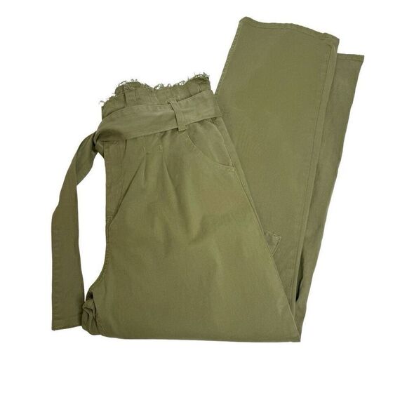 Hudson remi high rise paperbag straight leg pants in olive green size 30 - Picture 13 of 16